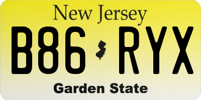 NJ license plate B86RYX