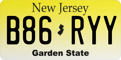 NJ license plate B86RYY