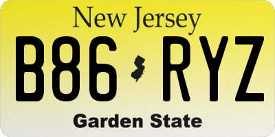 NJ license plate B86RYZ