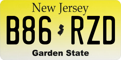 NJ license plate B86RZD