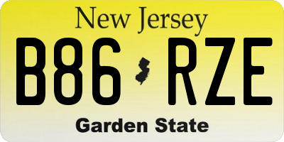 NJ license plate B86RZE