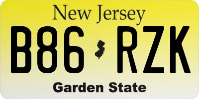 NJ license plate B86RZK