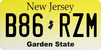 NJ license plate B86RZM