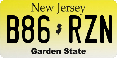 NJ license plate B86RZN