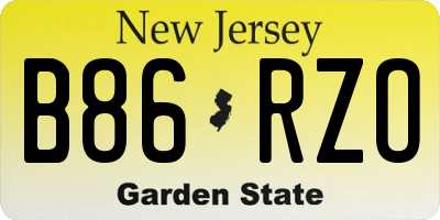 NJ license plate B86RZO