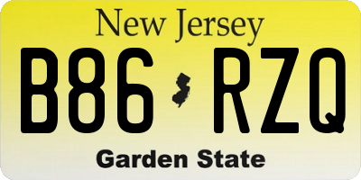 NJ license plate B86RZQ