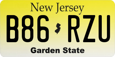 NJ license plate B86RZU
