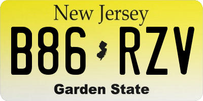 NJ license plate B86RZV