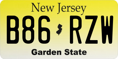 NJ license plate B86RZW