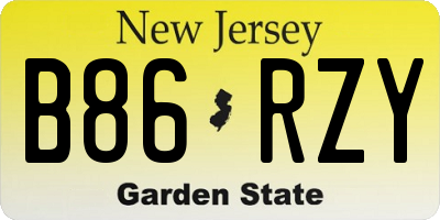 NJ license plate B86RZY