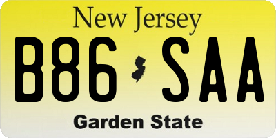 NJ license plate B86SAA