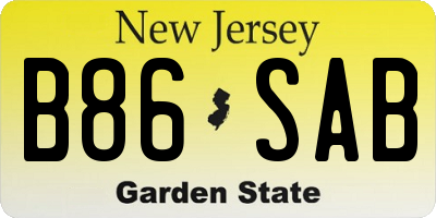 NJ license plate B86SAB