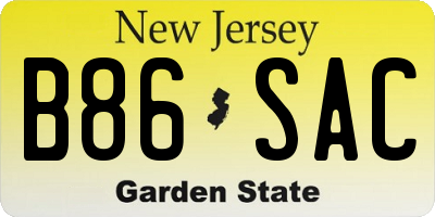 NJ license plate B86SAC