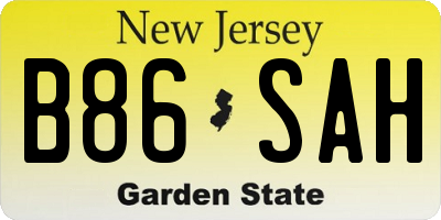 NJ license plate B86SAH