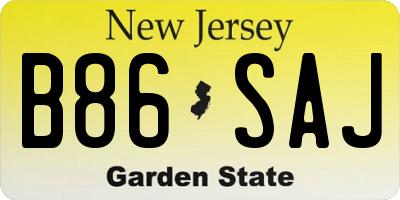 NJ license plate B86SAJ
