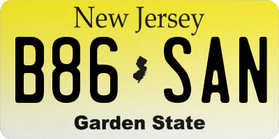 NJ license plate B86SAN