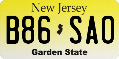 NJ license plate B86SAO