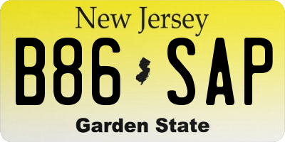 NJ license plate B86SAP