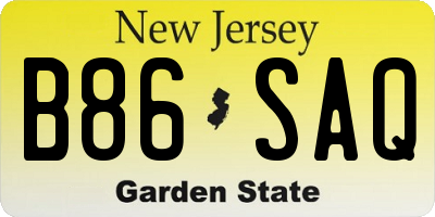 NJ license plate B86SAQ