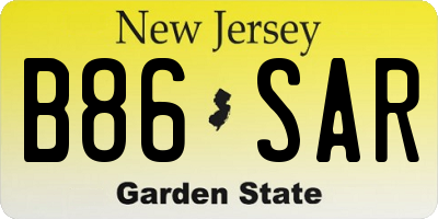NJ license plate B86SAR