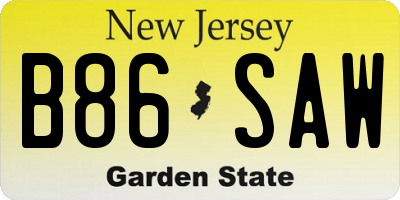 NJ license plate B86SAW