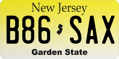 NJ license plate B86SAX