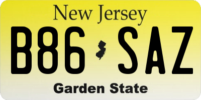 NJ license plate B86SAZ