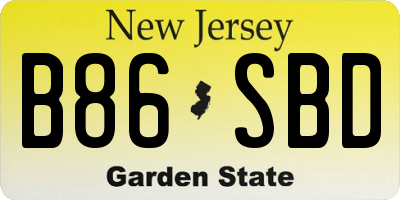 NJ license plate B86SBD
