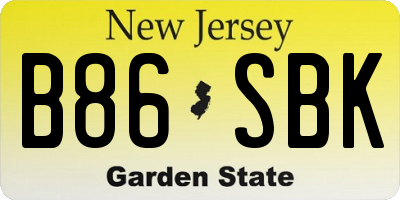 NJ license plate B86SBK
