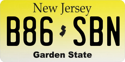 NJ license plate B86SBN