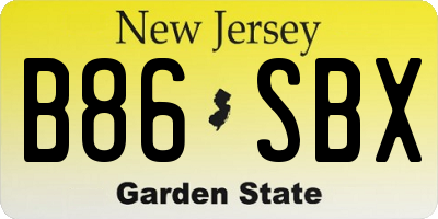 NJ license plate B86SBX