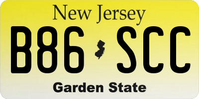 NJ license plate B86SCC