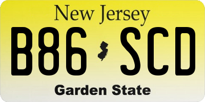 NJ license plate B86SCD