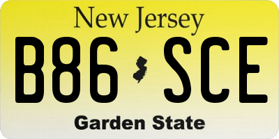 NJ license plate B86SCE