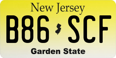 NJ license plate B86SCF