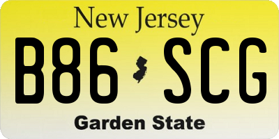 NJ license plate B86SCG