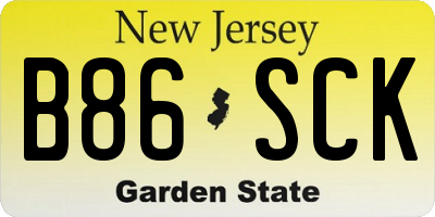 NJ license plate B86SCK