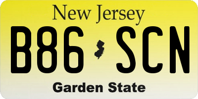 NJ license plate B86SCN