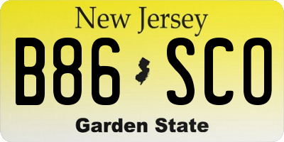 NJ license plate B86SCO