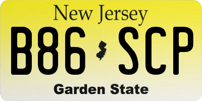 NJ license plate B86SCP