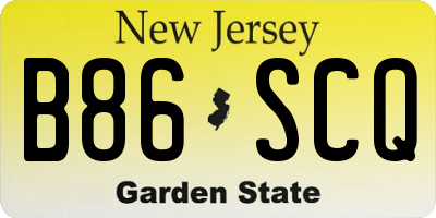 NJ license plate B86SCQ