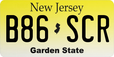 NJ license plate B86SCR