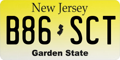 NJ license plate B86SCT