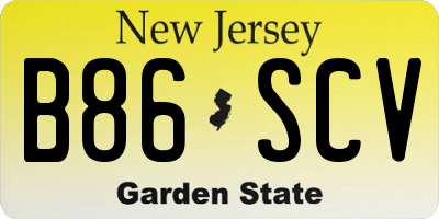 NJ license plate B86SCV