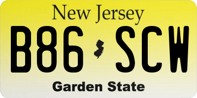 NJ license plate B86SCW
