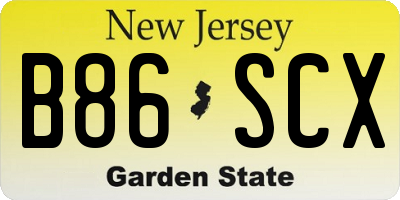 NJ license plate B86SCX