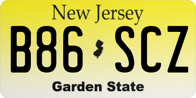NJ license plate B86SCZ
