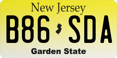 NJ license plate B86SDA