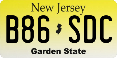 NJ license plate B86SDC