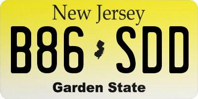 NJ license plate B86SDD